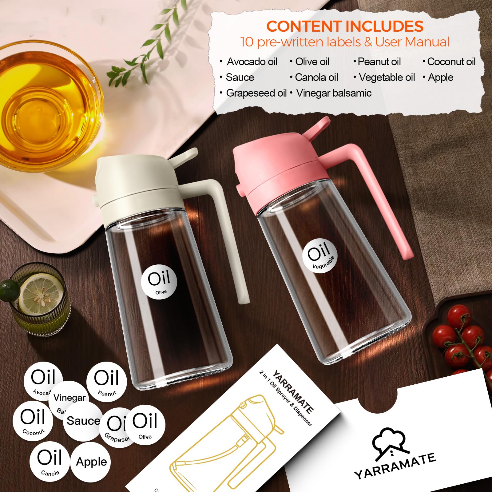 YARRAMATE spray-mist feature delivers even oil distribution for healthier cooking.