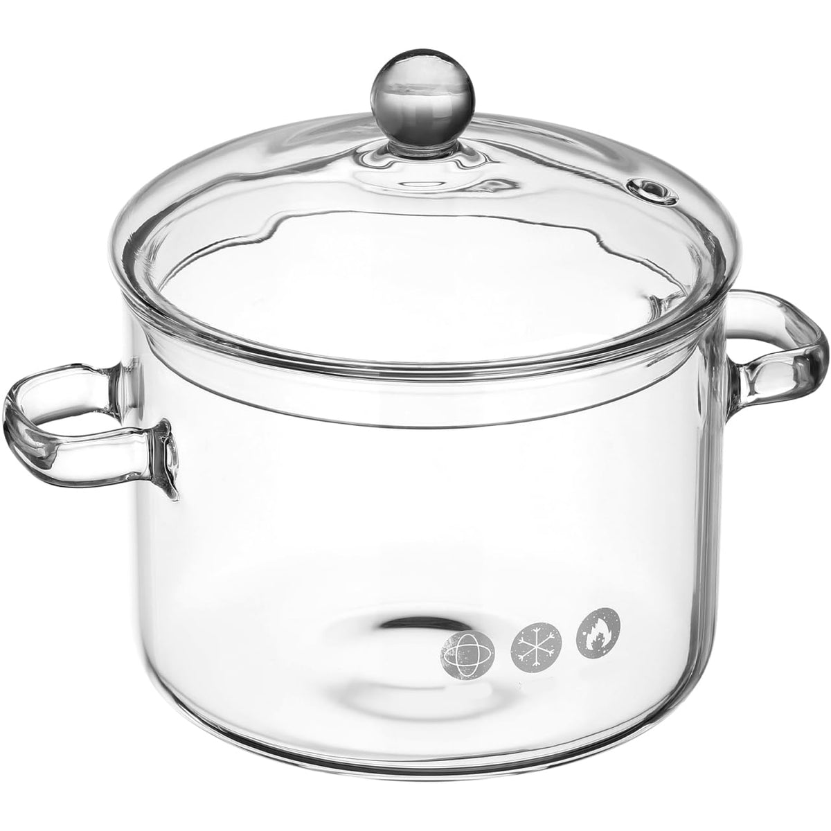 Yardwe Glass Pot with lid on, showcasing 2 qt capacity for quick meals.