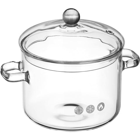 Yardwe Glass Pot with lid on, showcasing 2 qt capacity for quick meals.