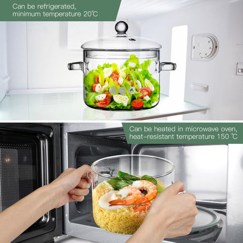 Yardwe glass pot on stovetop ready for noodles and soups.