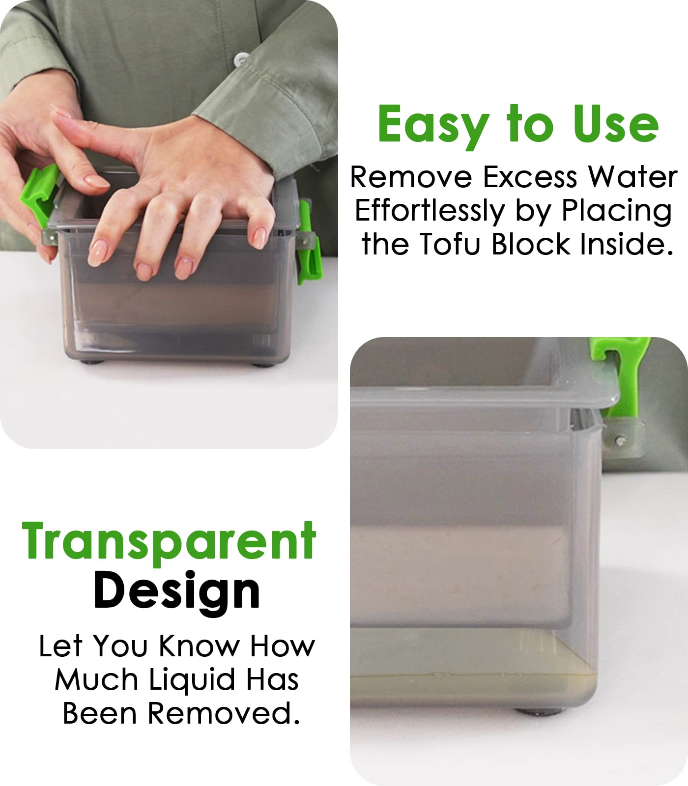 YARKOR Tofu Press detachable drip tray keeps counters clean.