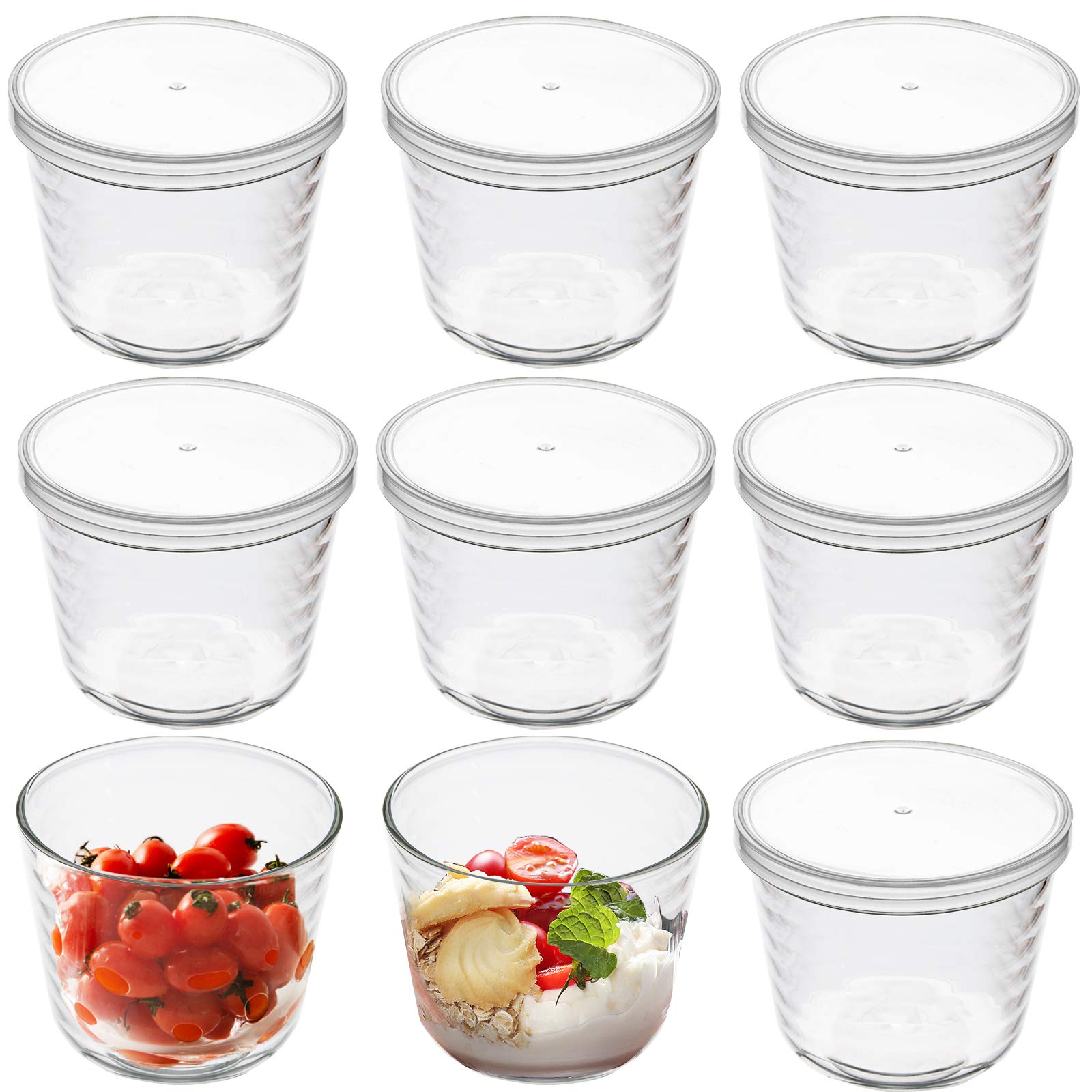 Yarlung 9-pack small glass bowls with lids for organized snacks and portions.