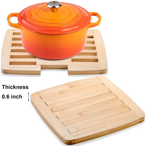 Yarlung bamboo trivet shows natural wood grain for stylish kitchen decor.