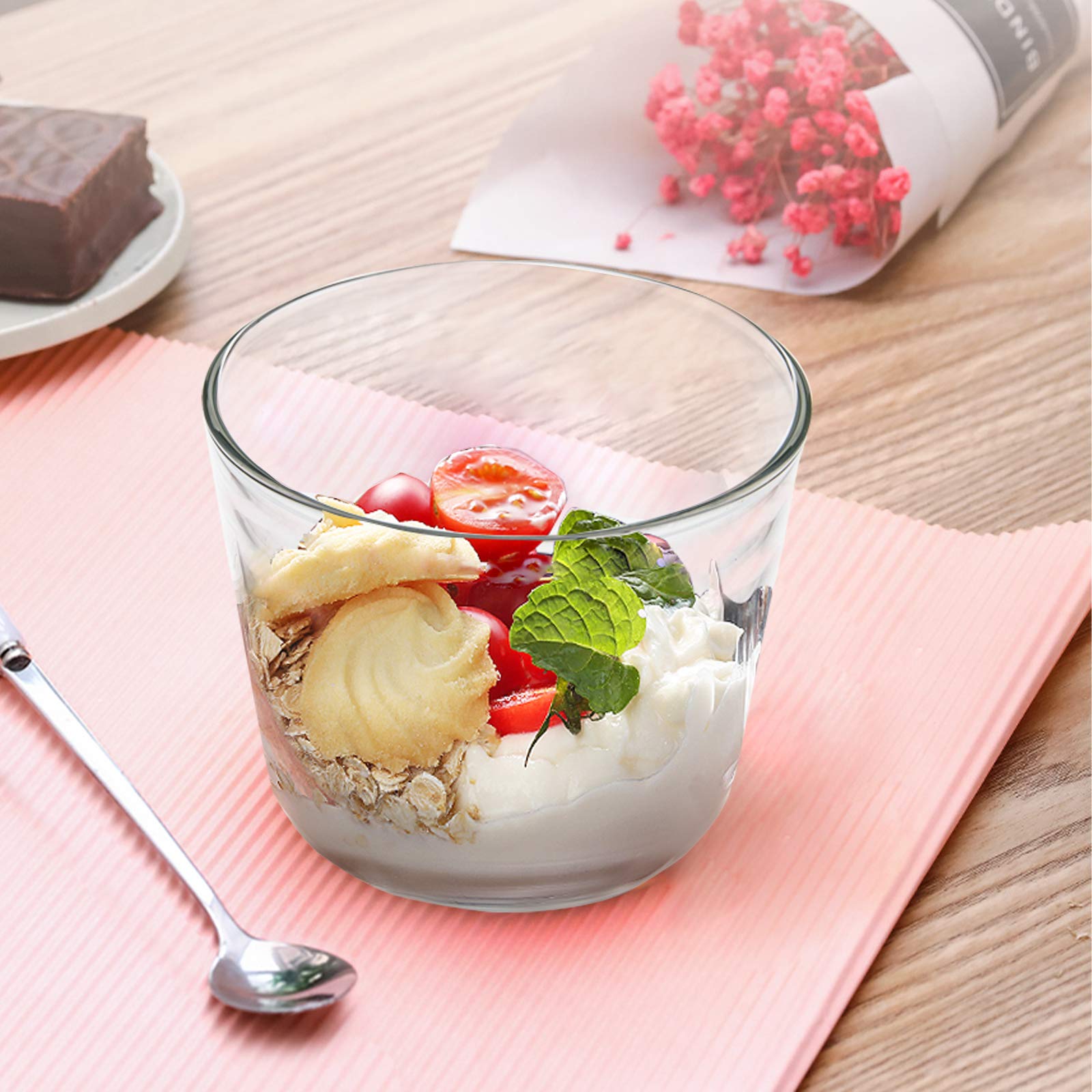 Yarlung clear glass dessert cups showing contents for easy viewing.