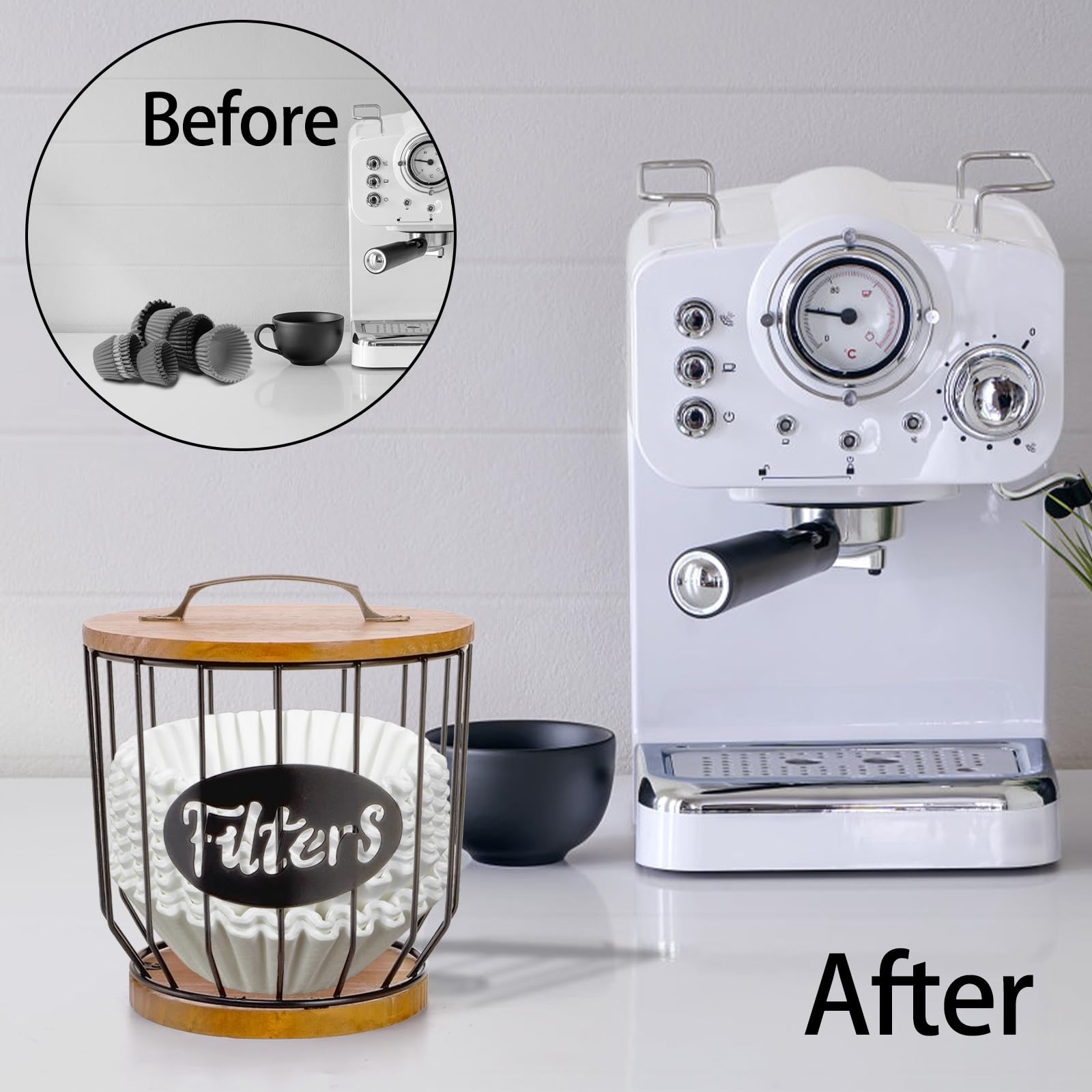 Yarlung coffee bar countertop organizer complements kitchen decor with black wire frame