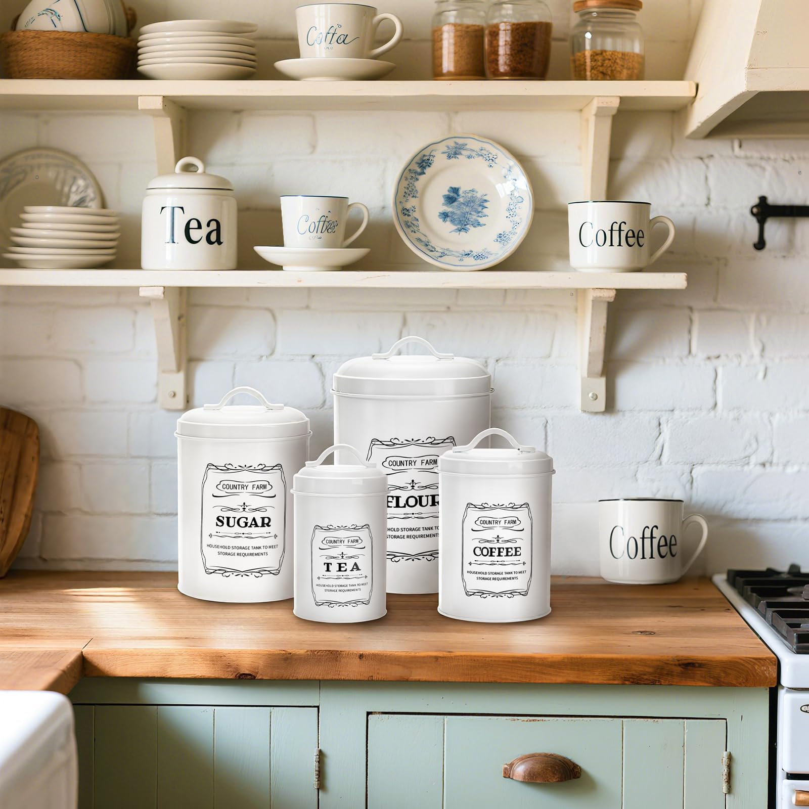 Yarlung farmhouse decor canisters add rustic charm to counters.