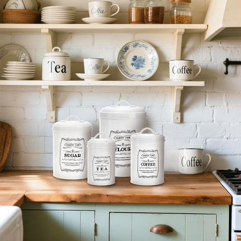 Yarlung farmhouse decor canisters add rustic charm to counters.