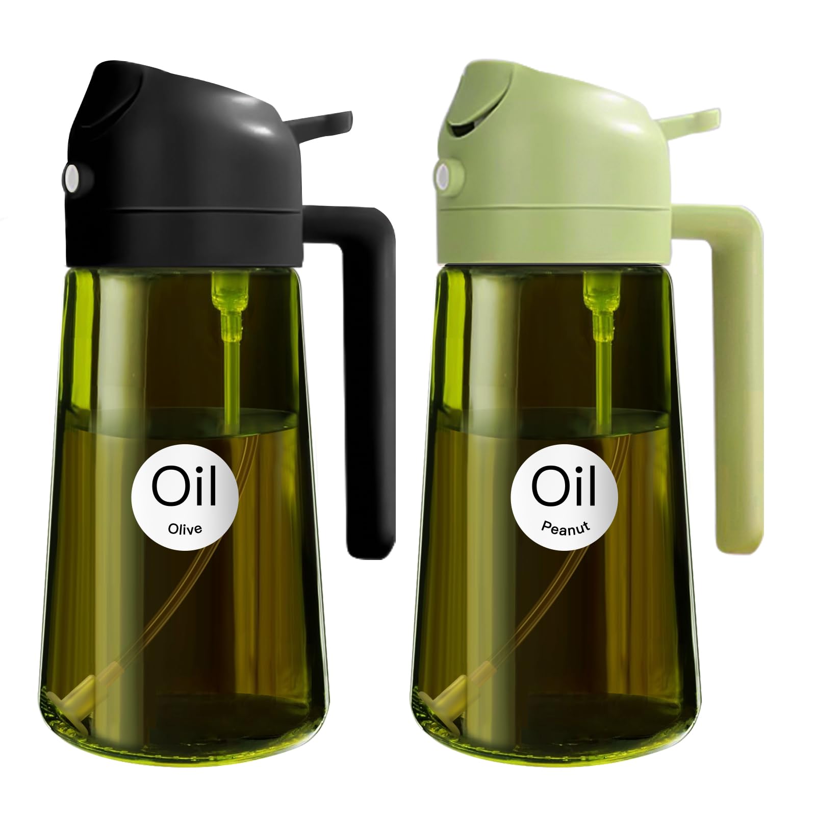 YARRAMATE olive oil dispenser bottle front view with green glass for easy pouring