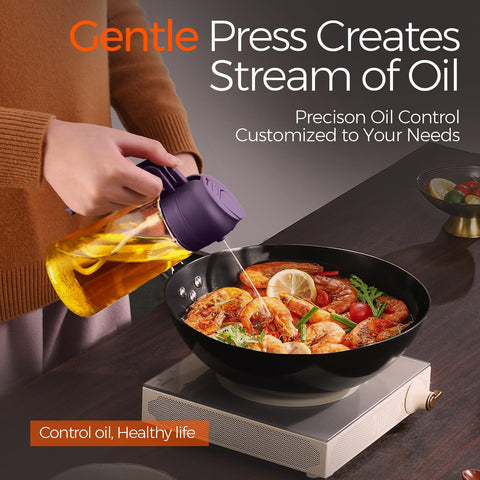 Precise mist nozzle ensures even distribution for dressings and sautéing.
