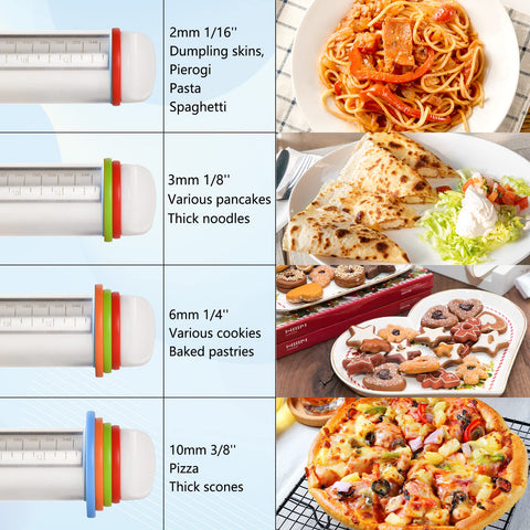 Yasashii rolling pin with measuring scales for precise crust sizing.