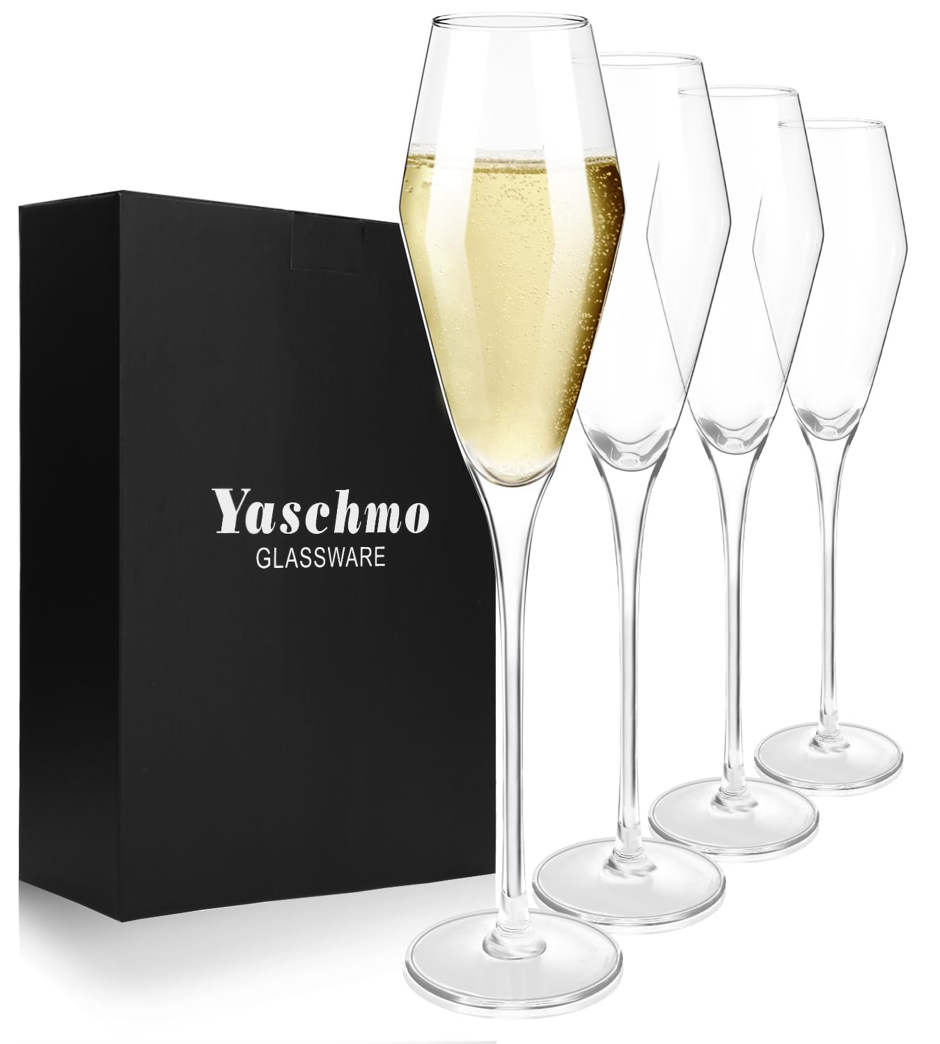 Yaschmo champagne flutes with tulip design highlighting bubbles for sophisticated toasts
