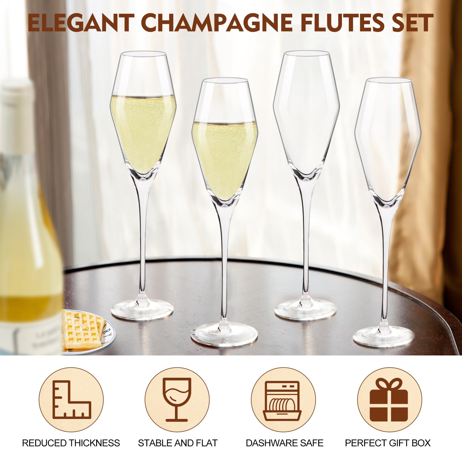 Yaschmo elegant slim-stem base enhances balance and pouring comfort