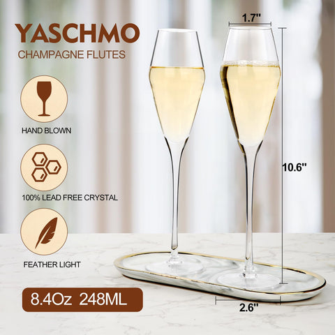 Yaschmo hand-blown crystal detail adds artisanal charm and slender profile