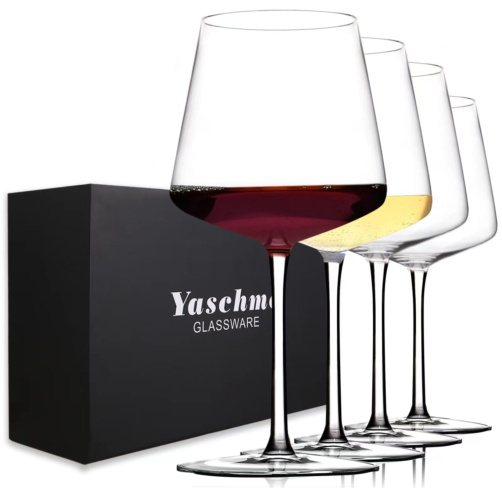 Yaschmo wine glasses set4 tall-stem highlight aroma and color