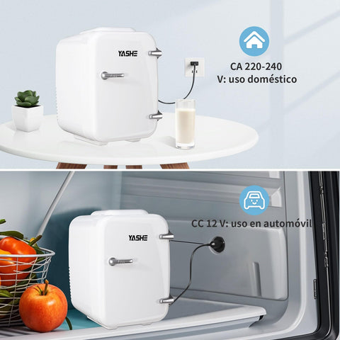 YASHE Mini Fridge stores skincare and beverages securely.