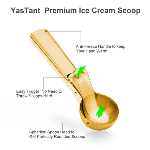 YasTant heavy-duty ice cream scoop endures hard, frozen desserts for consistent servings.