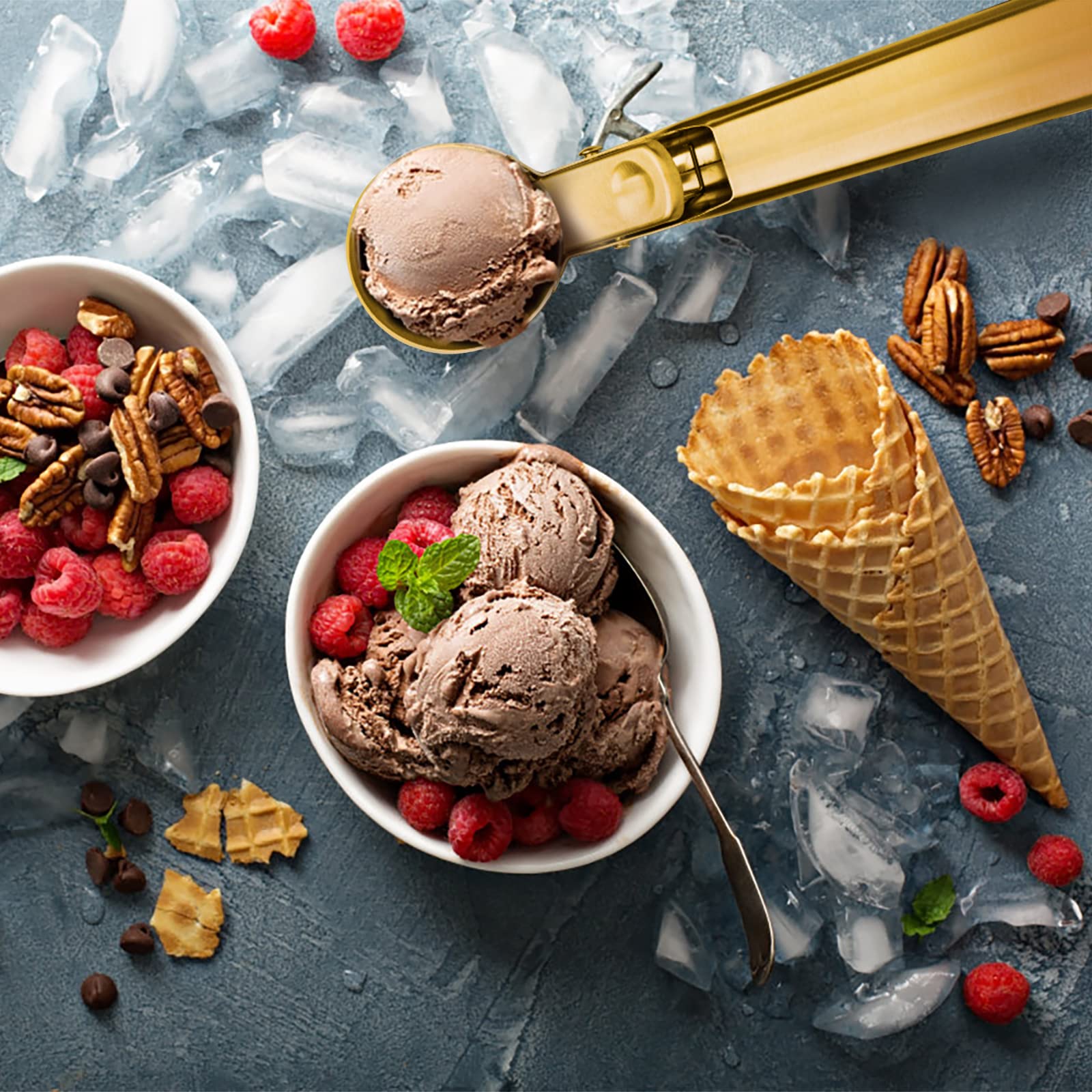 YasTant stainless steel ice cream scoop is dishwasher safe for quick cleanup.