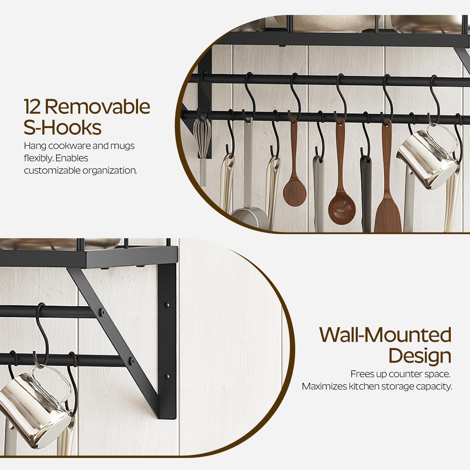 Sleek black finish adds a modern touch to the kitchen setup.
