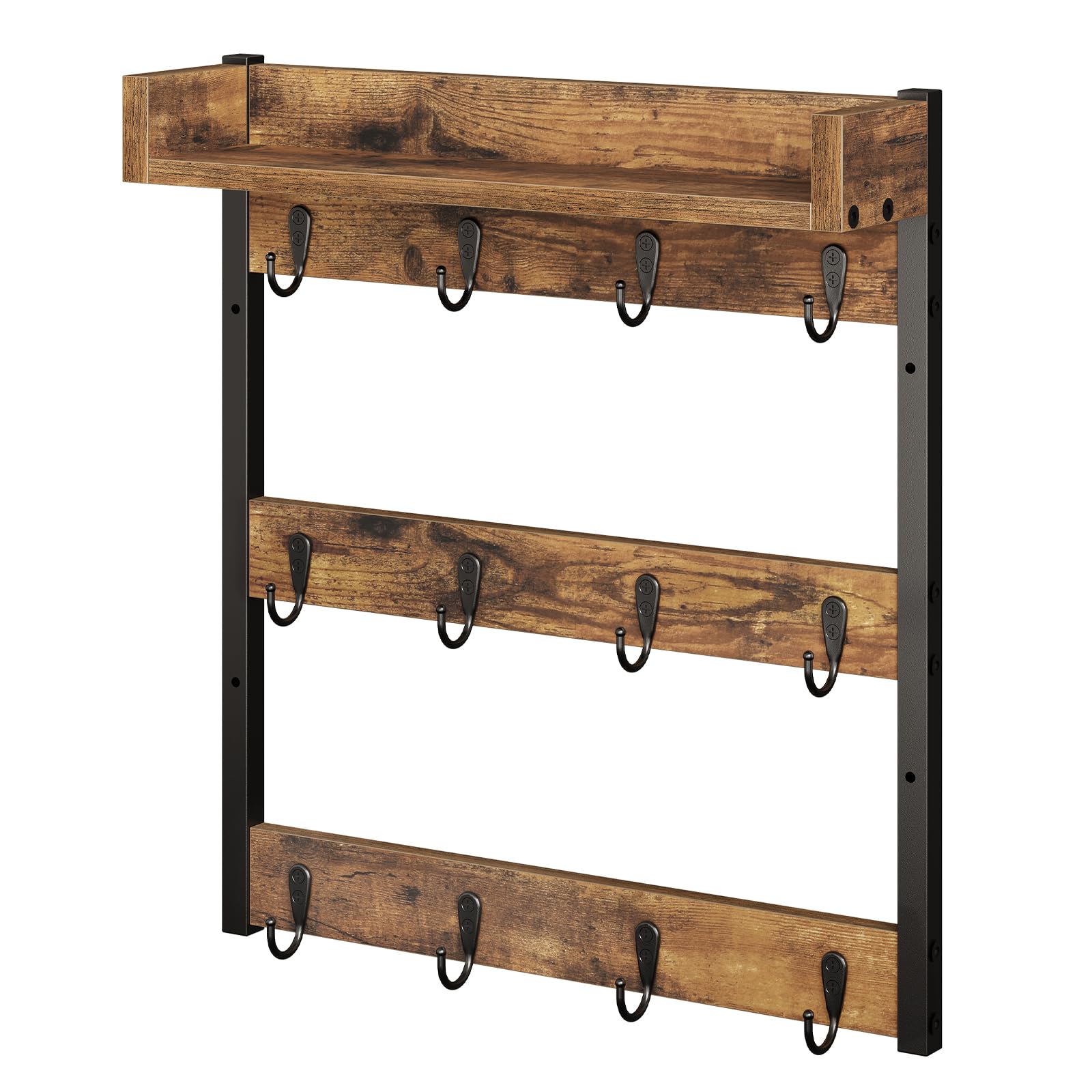 YATINEY coffee mug holder stand with 12 hooks and top shelf for organized display.