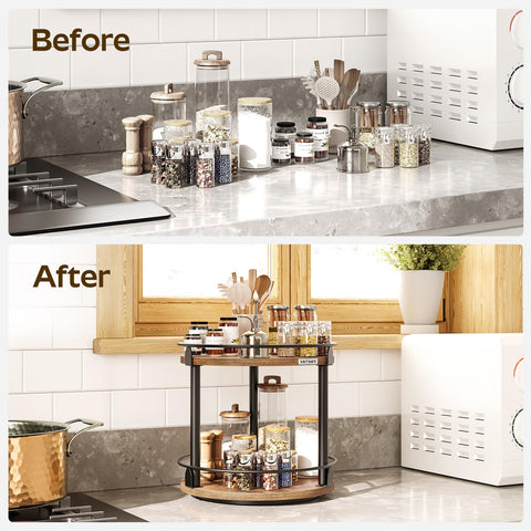 YATINEY kitchen countertop spice rack keeps spices within reach.