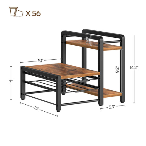 The right shelves provide space for creamers and syrups for easy prep.
