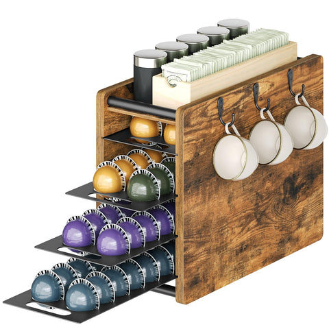 YATINEY KH06BR coffee pod drawer holder for 72 Vertuo pods, ideal countertop organization.