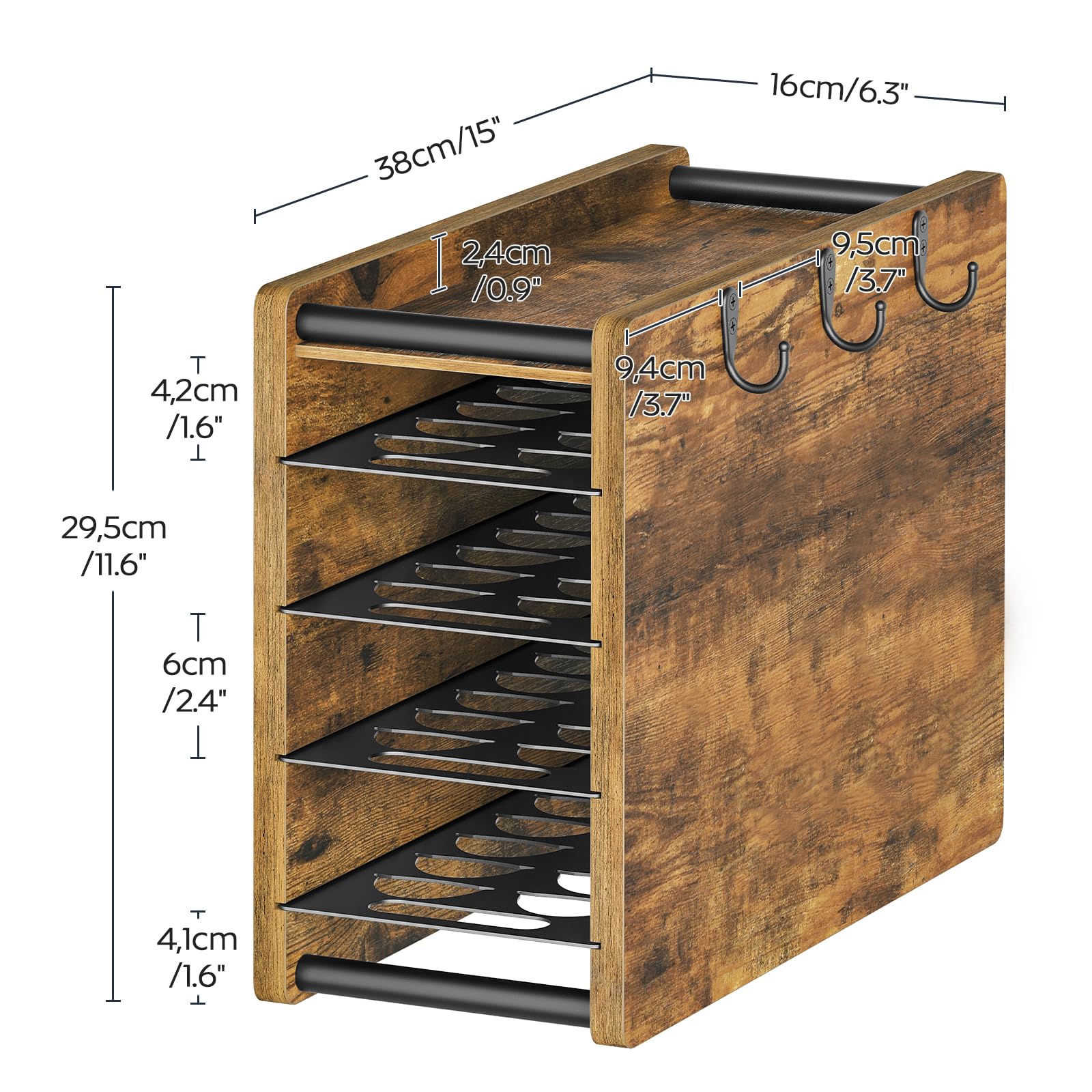 YATINEY KH06BR versatile storage for office, kitchen, or cafe coffee corners.