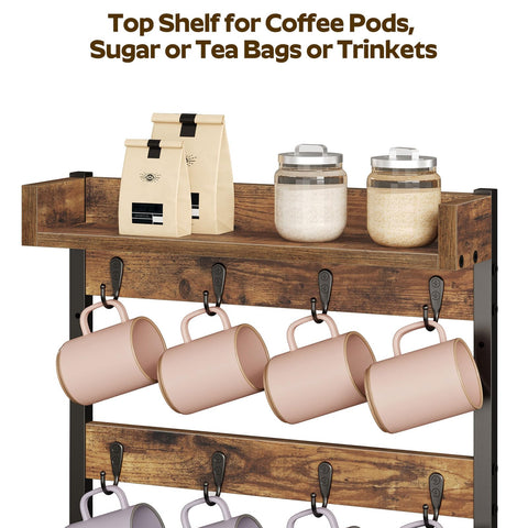 YATINEY mug tree wall-mounted design saves counter space.