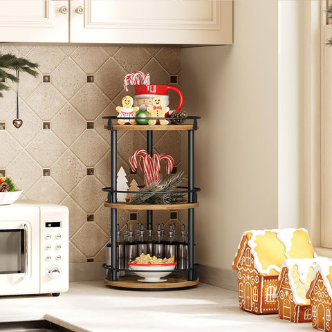 YATINEY rustic brown and black finish enhances kitchen style.