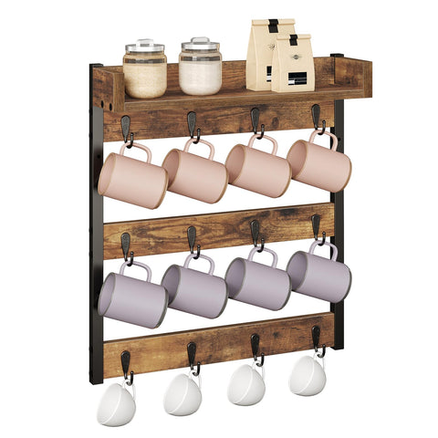 YATINEY wall-mounted rack keeps mugs off the countertop.