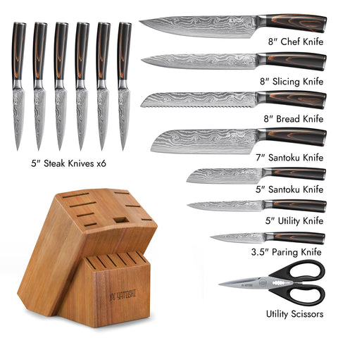 Yatoshi Acacia wood knife block for blade protection and organized storage