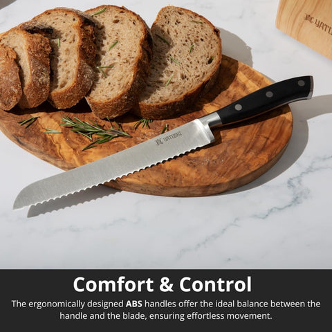 Yatoshi Knives full-tang construction image emphasizes durable, stable handling.