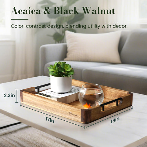 YaTriunfo tray with walnut corners highlighting premium wood design