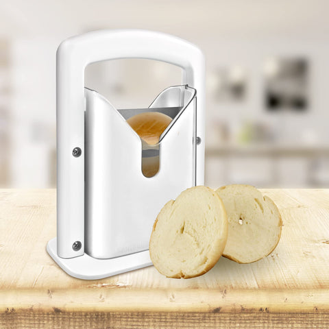 Yatytepo bagel slicer with safety shield protecting hands during use