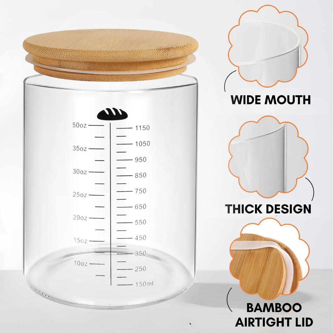Yayacol airtight bamboo lid on sourdough jar preserves freshness