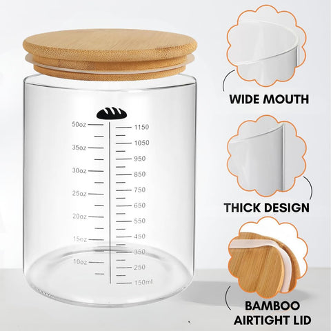 Yayacol airtight bamboo lid on sourdough jar preserves freshness