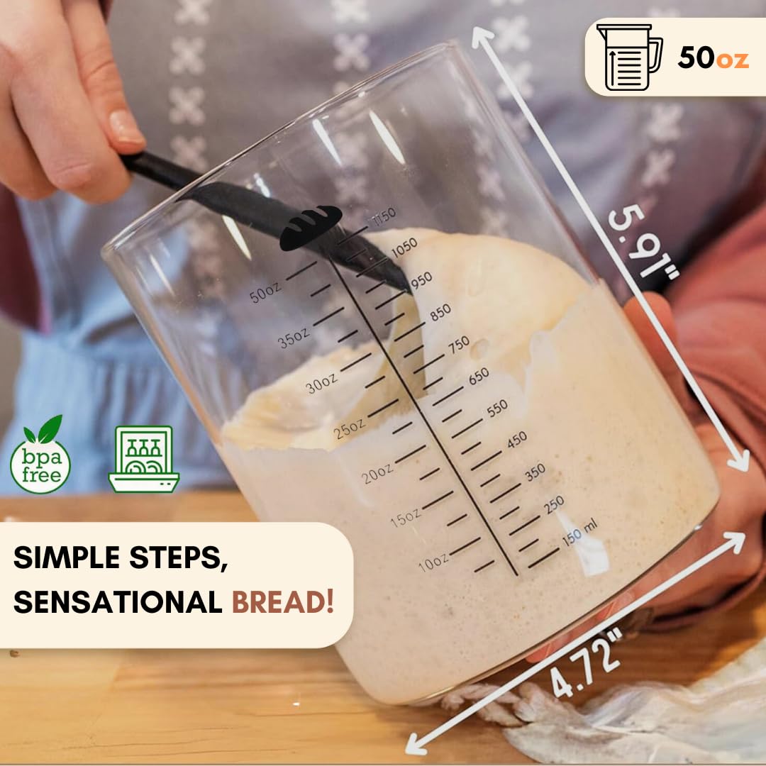 Yayacol wide-mouth sourdough jar for easy feeding and access