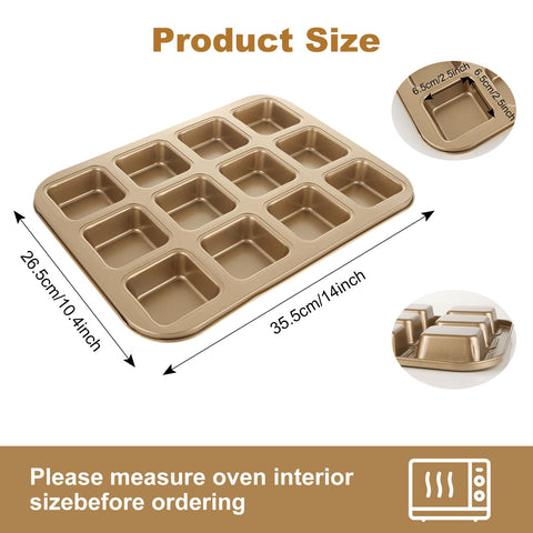 YAYODS 3-pack brownie pans with gold coating close-up highlights nonstick surface
