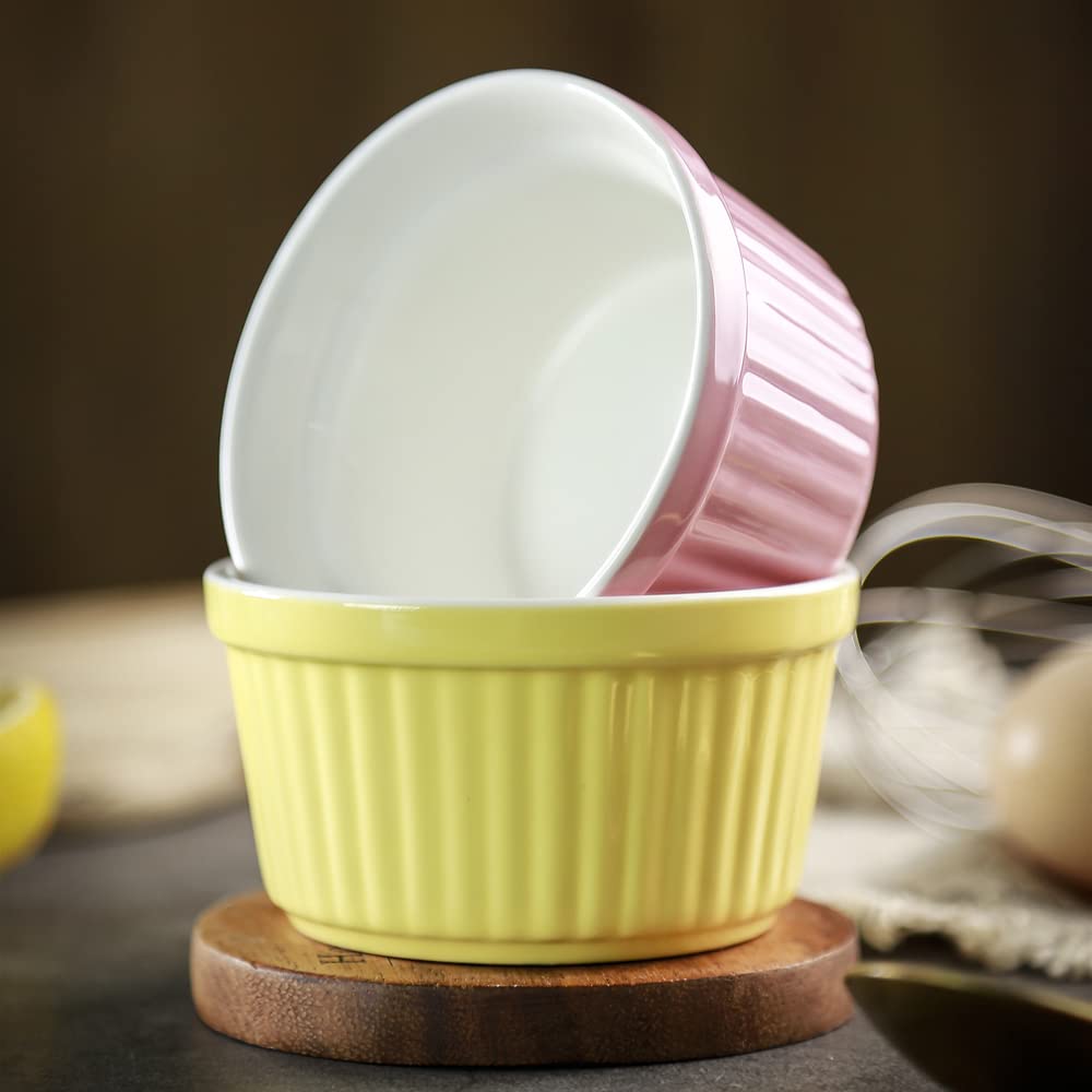 YAZYLIFE stackable ramekins save kitchen cabinet space.