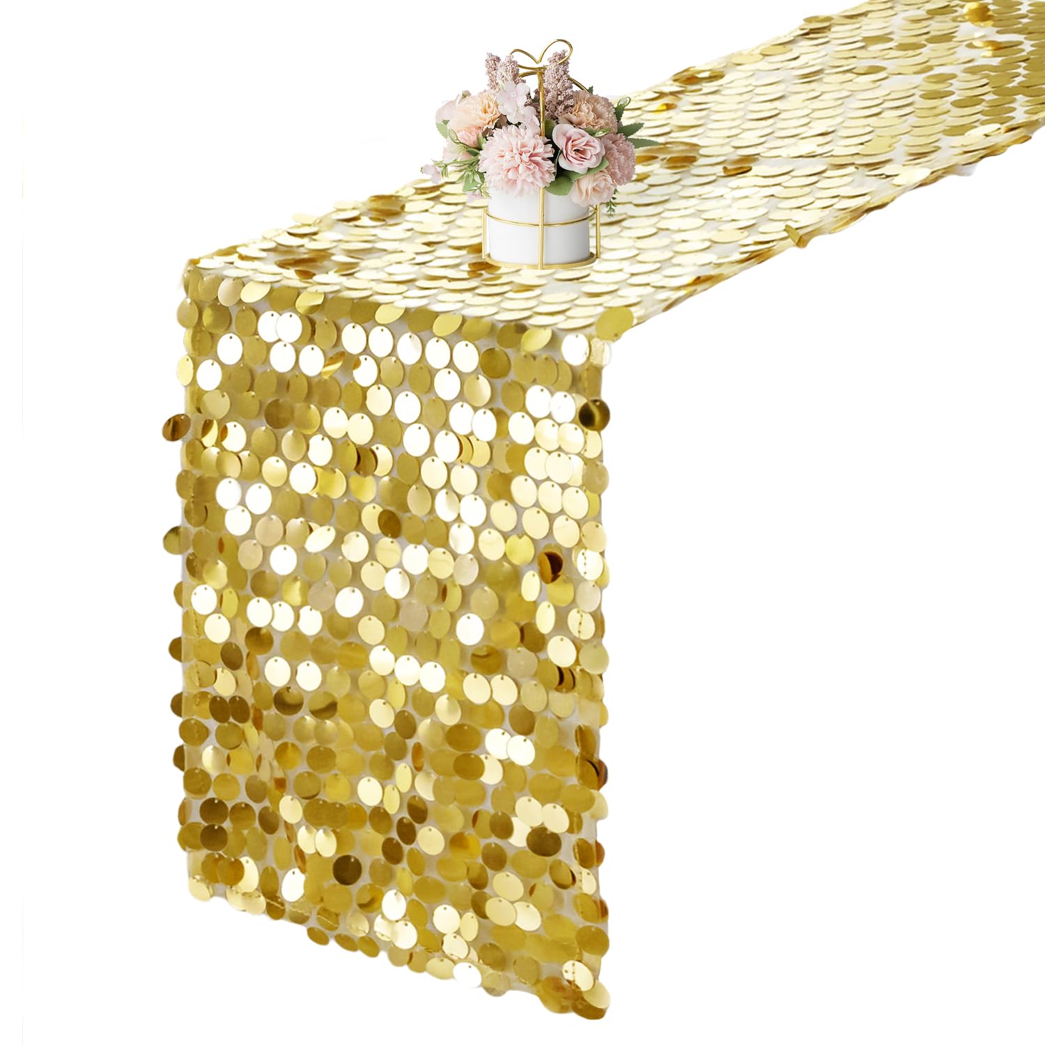 Yblut gold sequin table runner, 108in overview, perfect for elegant weddings and celebrations