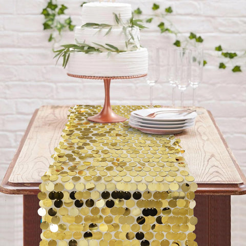 Yblut gold sequin table runner accents dining areas with radiant shine