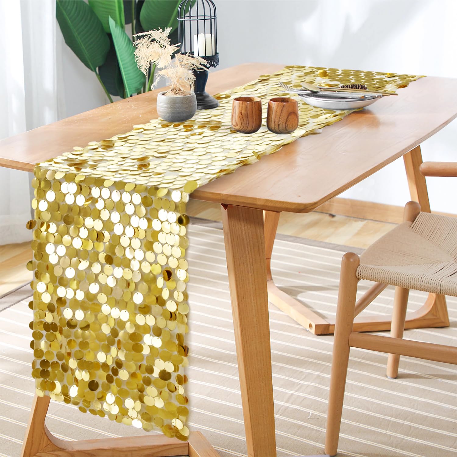 Yblut gold sequin table runner for holiday decor adds festive glow