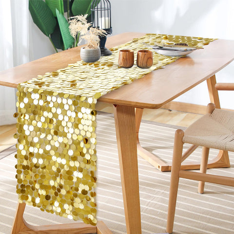 Yblut gold sequin table runner for holiday decor adds festive glow