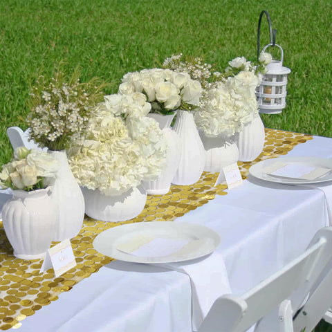 Yblut gold sequin table runner mesh detail reveals durable weave and shine
