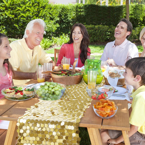 Yblut gold sequin table runner seamless design highlights wrinkle-free surface