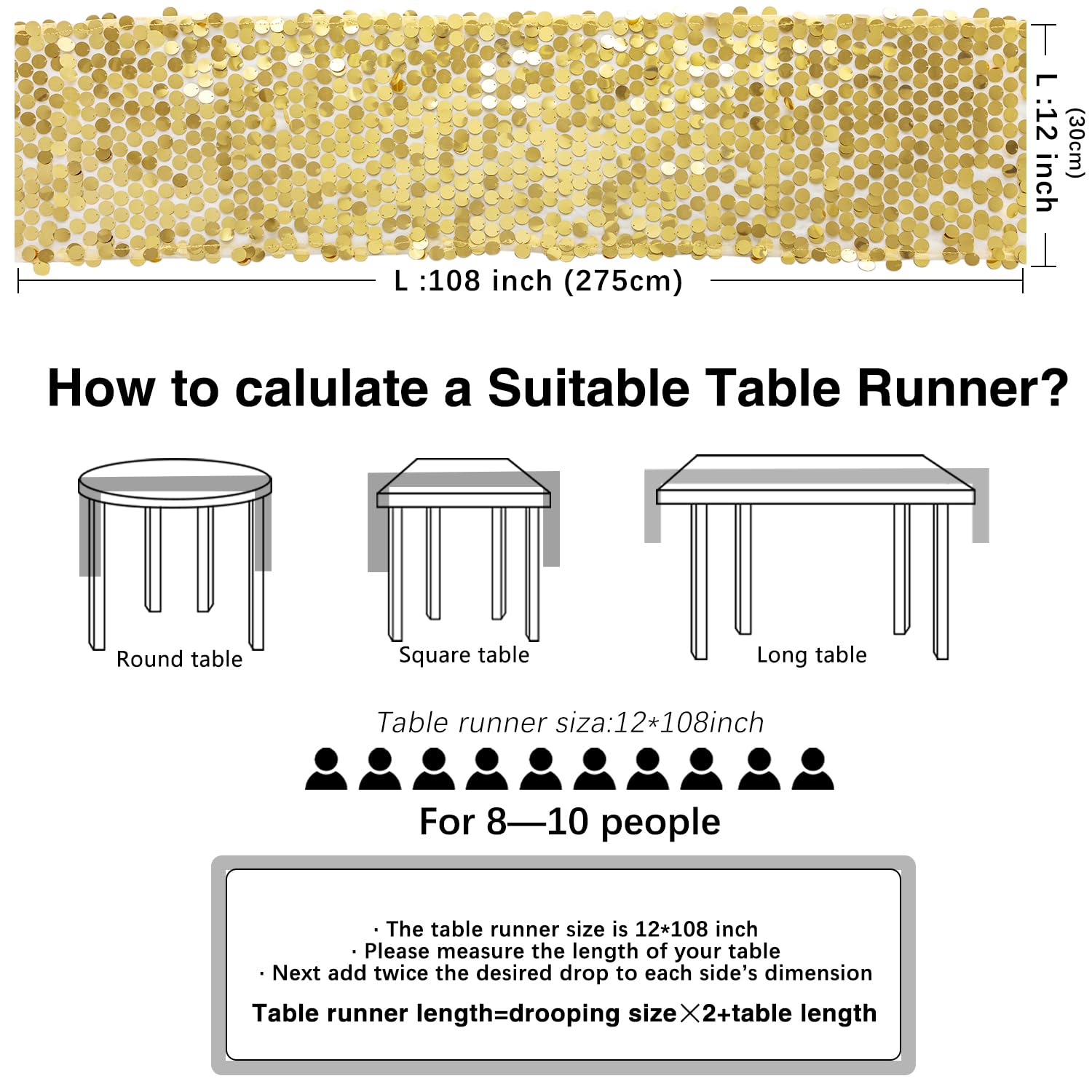 Yblut gold sequin table runner for weddings creates glamorous tablescapes