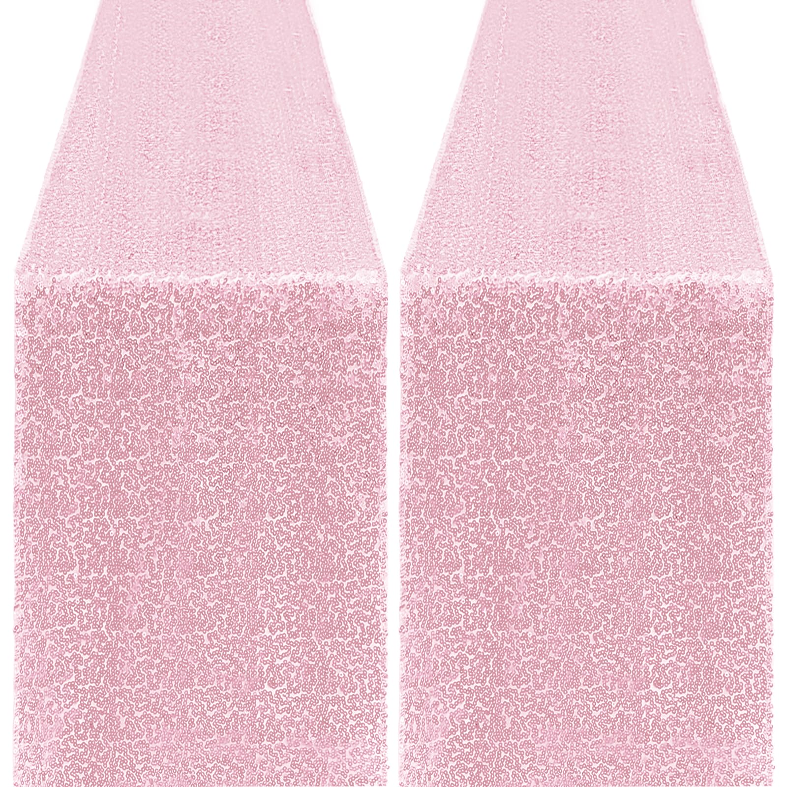 Yblut pink sequin table runner 12x72 two piece set for elegant dining