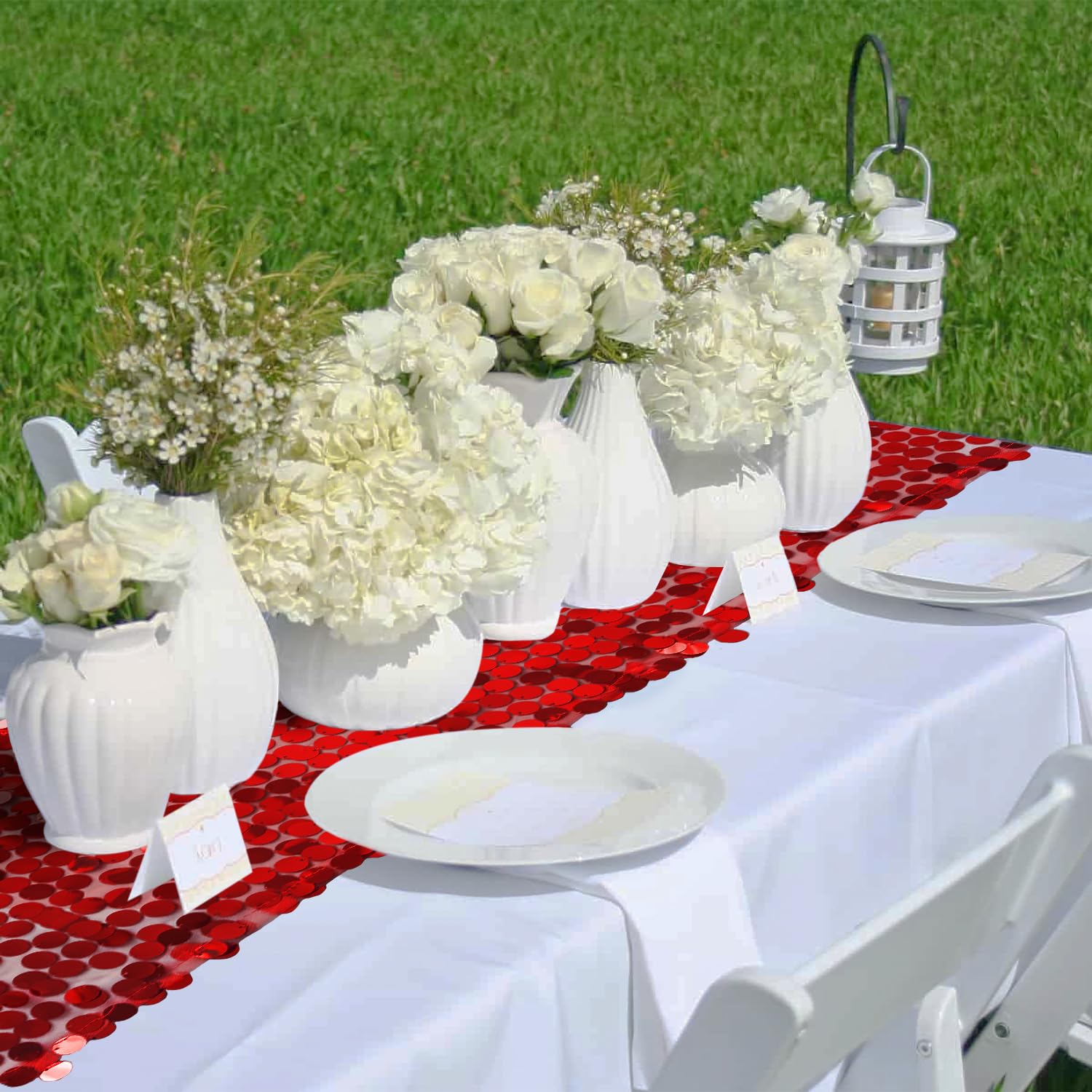 Yblut sequin table runner edge detail shows a seamless finish.