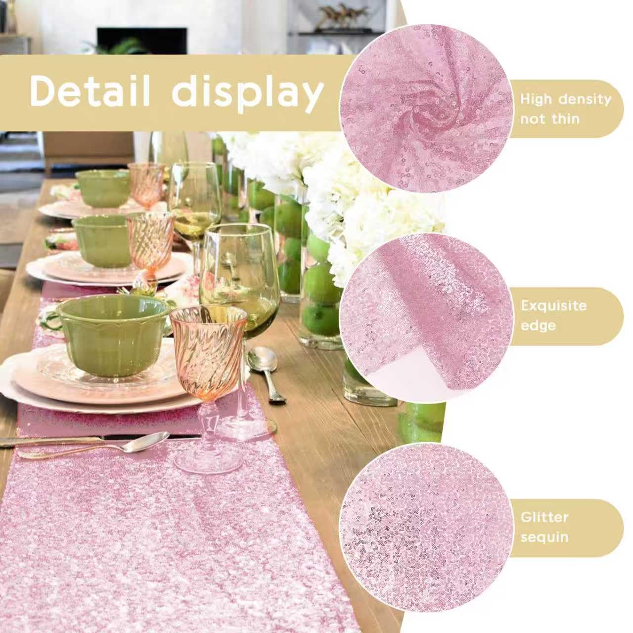 Yblut wrinkle free sequin table runner stays neat during events