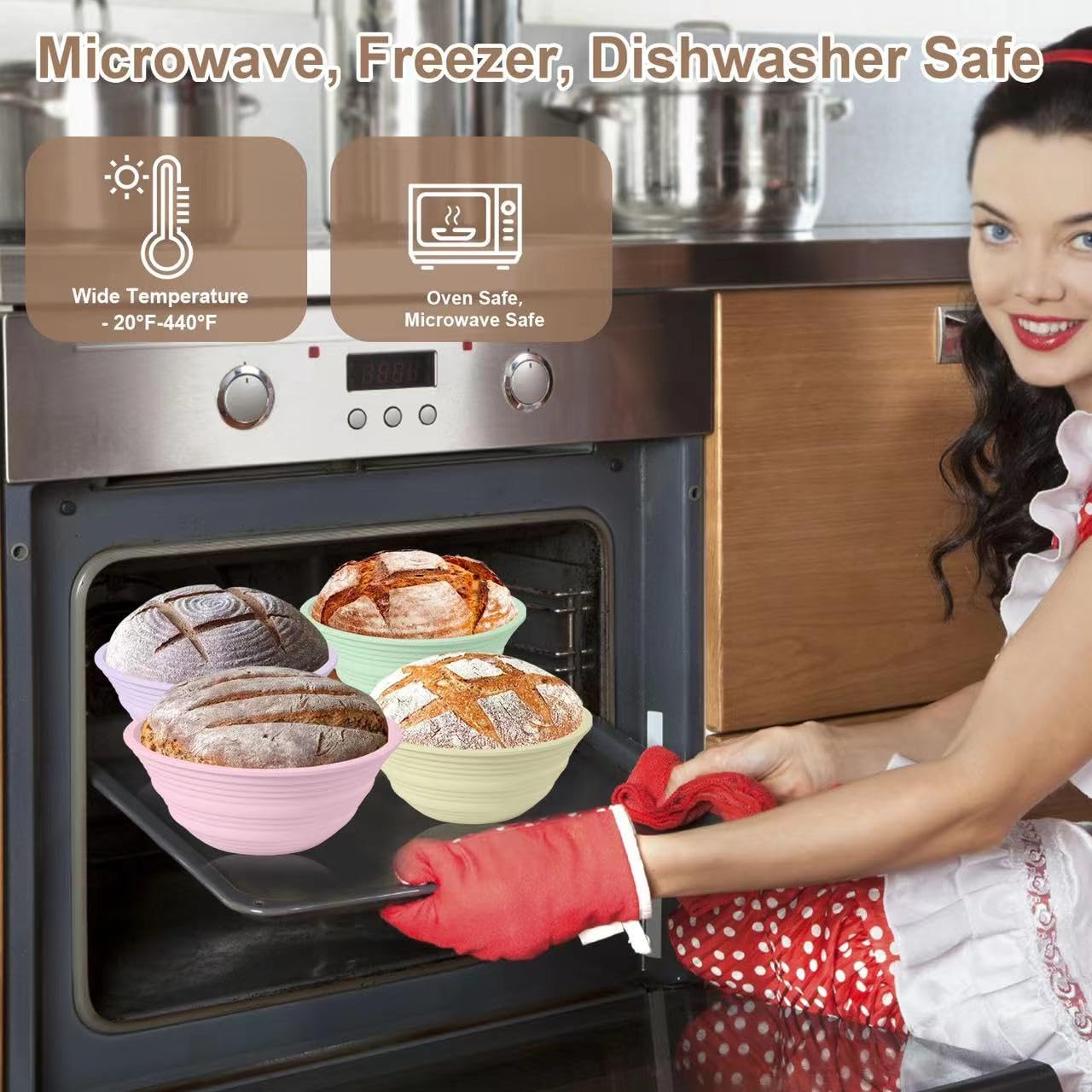 Ycgcp easy-release silicone basket helps bakers form perfect rounds.